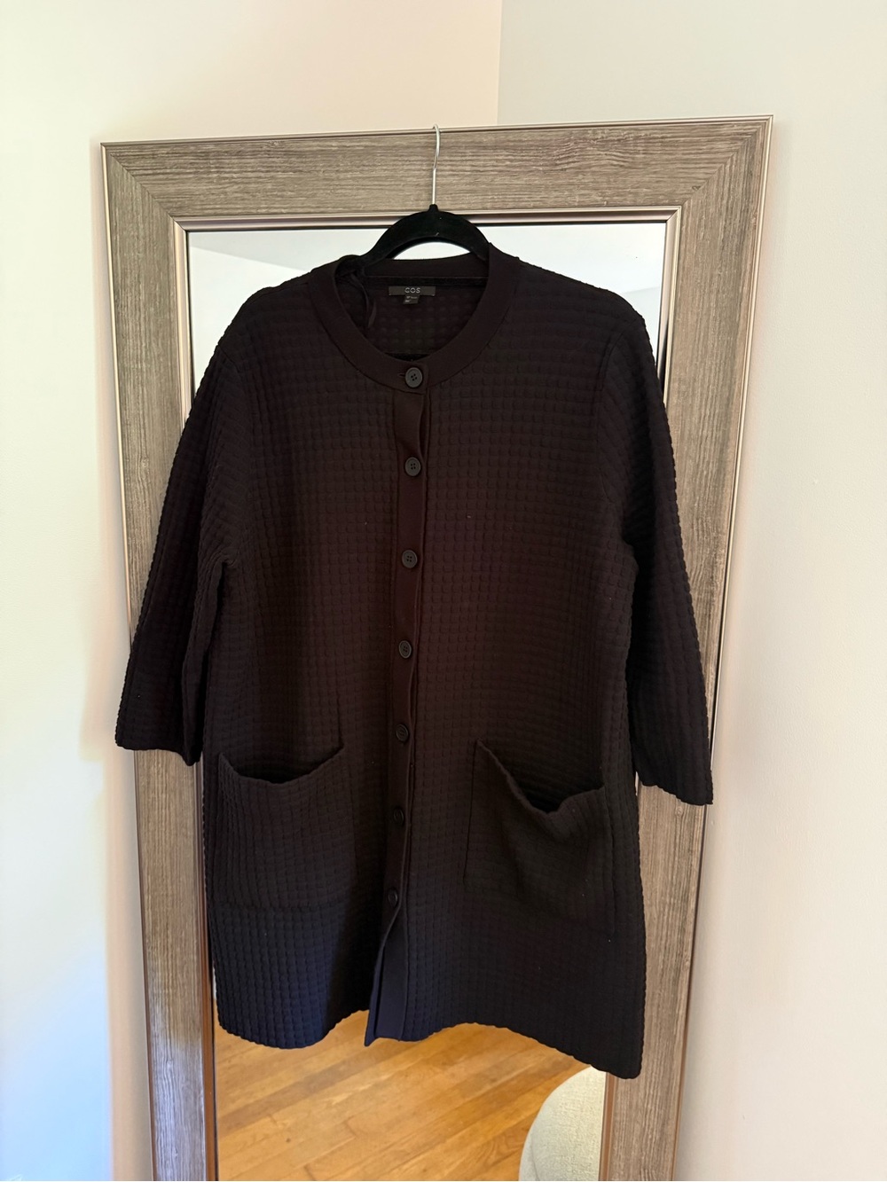 COS Black Textured Button Cardigan